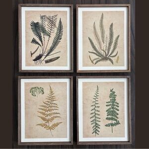 (Bundle) wood wall decor; farmhouse rustic style plants print (set of 4)